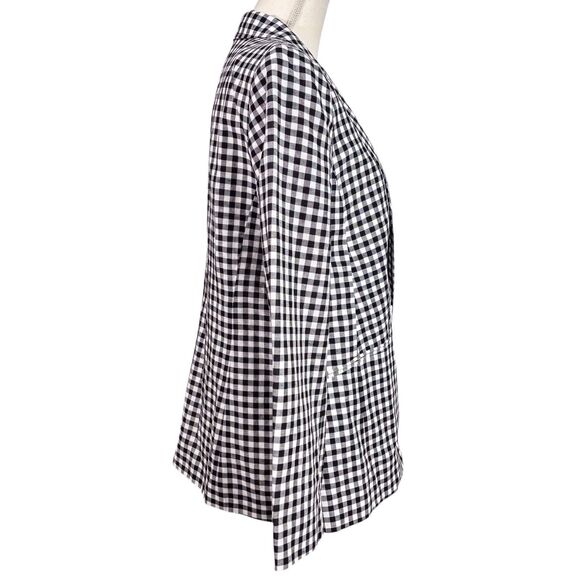 Talbots Classic Linen Blazer Gingham Black & White Single Breasted Size 12 NWOT - Picture 4 of 13